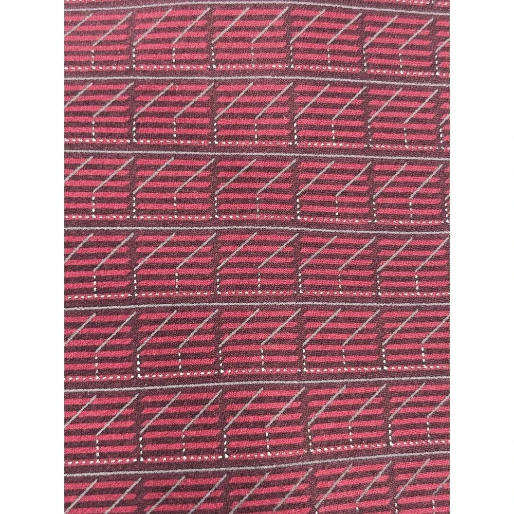 DKNY Men's 100% Silk Neck Tie Red Burgundy Gray Geometric Designer